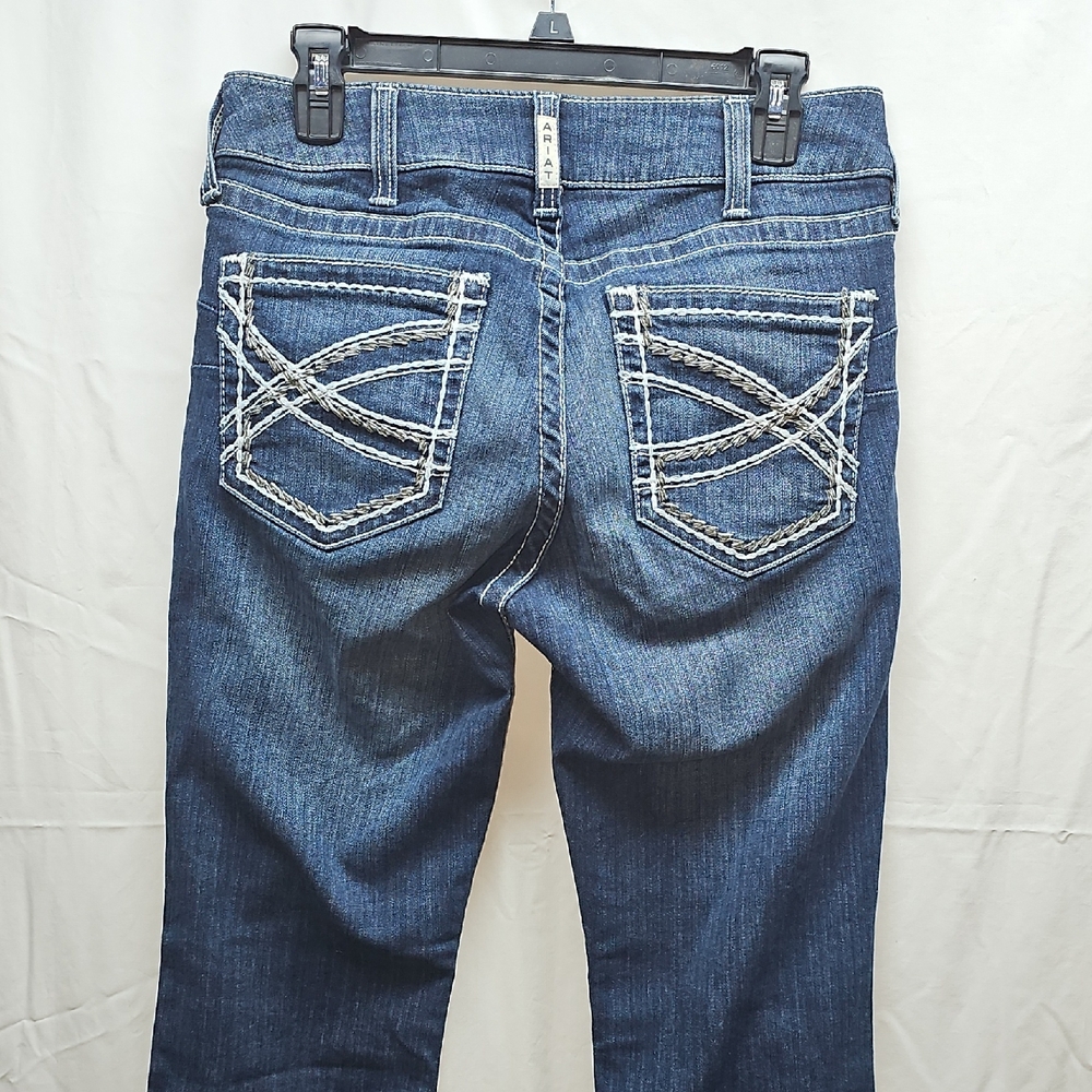 Ariat Indigo Bootcut Jeans with White Contrast Stitching - Picture 5 of 16
